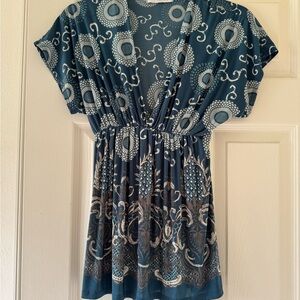 Charlotte Russe Teal and Cream Floral Top